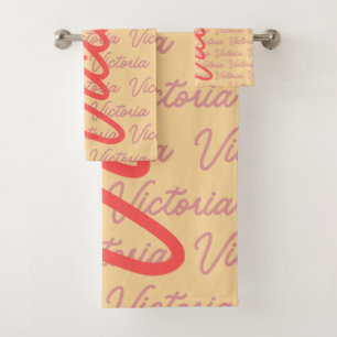 Victoria Name Wiederholungsmuster Badhandtuch Set