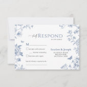 VICTORIA Regency Blue French Garden Response Card RSVP Karte (Vorderseite)