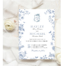 VICTORIA Regency Blue French Garden Wedite Invite