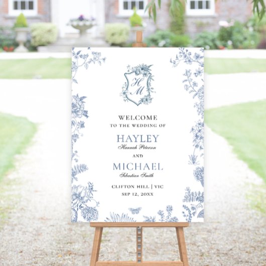 VICTORIA Regency Blue French Garden Willkommenspen Poster