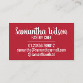 Victoria Sponge Cake British Pastry Koch UK Bäcker Visitenkarte (Rückseite)