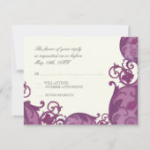 Victoria Swirl UAWG Response Card - Plum Lila RSVP Karte (Vorderseite)