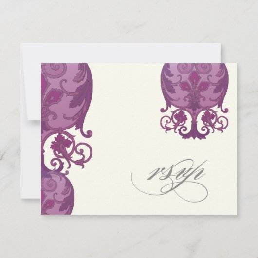 Victoria Swirl UAWG Response Card - Plum Lila RSVP Karte (Rückseite)