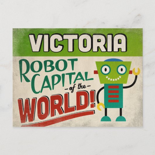 Victoria Texas Robot - Funny Vintag Postkarte (Vorderseite)