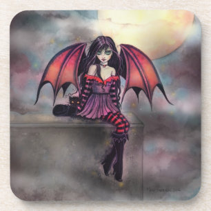 Victoria Vampire Fairy mit Cat Halloween Art Untersetzer