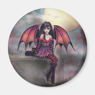 Victoria Vampirfee mit Katze Halloween Kunst Magnet