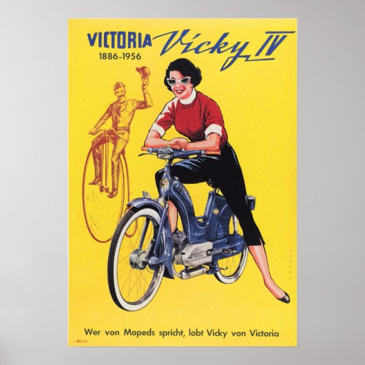 VICTORIA VICKY, Vintages Motorradposter-Werbung Poster (Vorne)