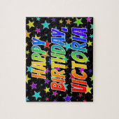 "VICTORIA" Vorname, Spaß "GLÜCKLICHER GEBURTSTAG" Puzzle (Vertikal)