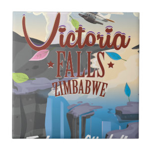 Victoriafälle Simbabwe Cartoon-Plakat Fliese
