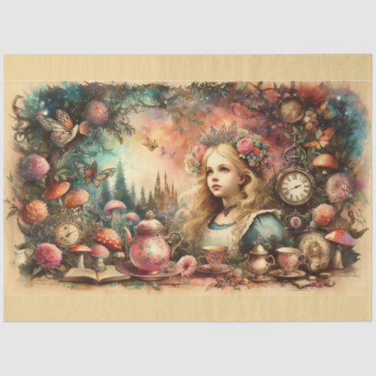 Victorian Alice Wonderland Fantasy Art  Seidenpapier (Vorderseite)
