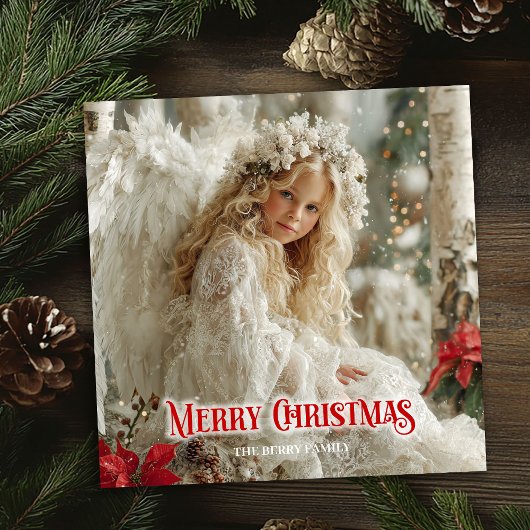 Victorian angel editable Christmas family greeting Feiertagskarte