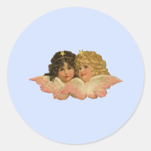 Victorian Angels Baby Blue Runder Aufkleber