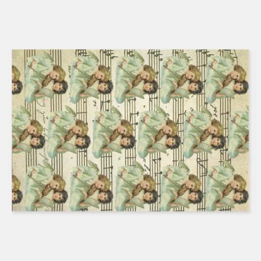 Victorian Angels Violin and Sheet Music Geschenkpapier Set (Vorderseite)