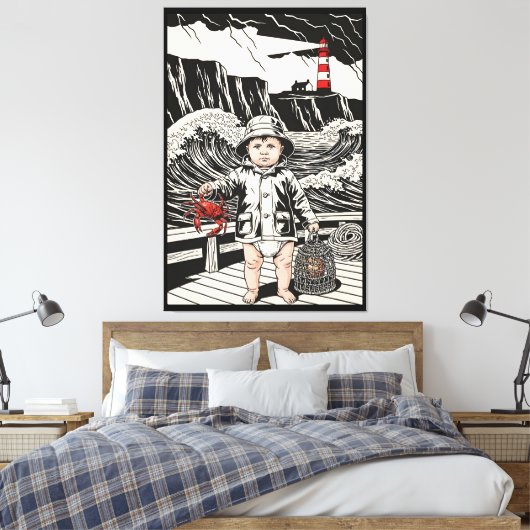 Victorian Baby - Funny Baby Sea Fisherman  Leinwanddruck (Insitu (Schlafzimmer))