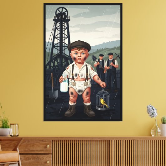 Victorian Baby Poster - Funny Coal Miner Theme Leinwanddruck (Insitu (Wohnzimmer))