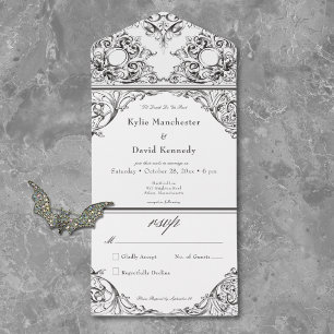 Victorian Bis Zum Tod Schwarz Weiße Hochzeit Ohne All In One Einladung