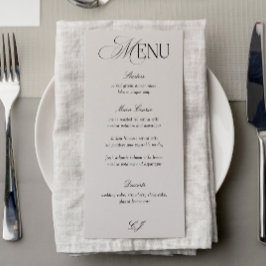 Victorian Black and Ivory Wedding Menu Card Einladung