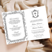 Victorian Black and White Catholic QR Code Wedding Einladung