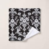 Victorian Black and White Damask Pattern Badhandtuch Set (Waschlappen)