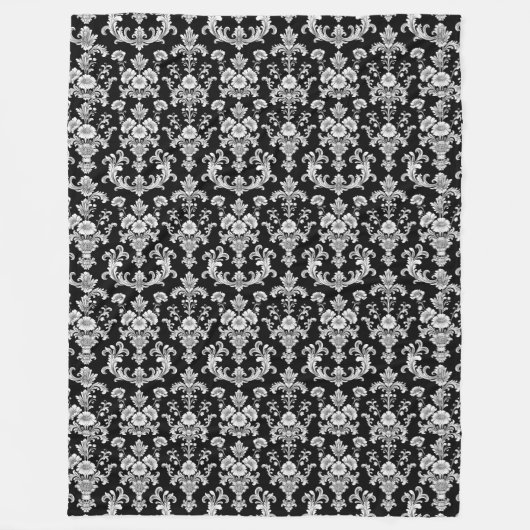 Victorian Black and White Damask Pattern Fleecedecke (Vorderseite)