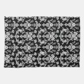 Victorian Black and White Damask Pattern Geschirrtuch (Horizontal)