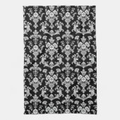 Victorian Black and White Damask Pattern Geschirrtuch (Vertikal)