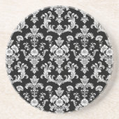 Victorian Black and White Damask Pattern Getränkeuntersetzer (Vorne)