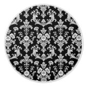 Victorian Black and White Damask Pattern Keramikknauf (Vorderseite)
