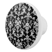 Victorian Black and White Damask Pattern Keramikknauf (Rechts)