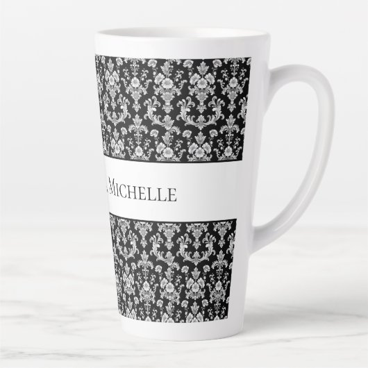 Victorian Black and White Damask Pattern Milchtasse (Rechts)