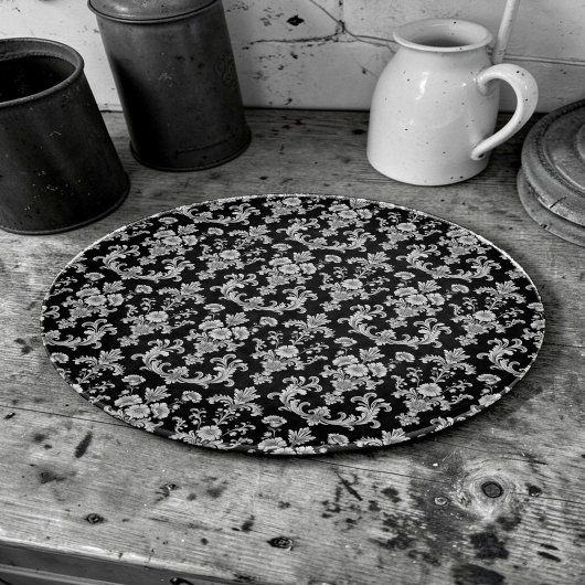 Victorian Black and White Damask Pattern Schneidebrett