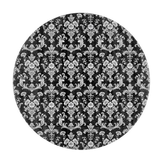 Victorian Black and White Damask Pattern Schneidebrett (Vorderseite)