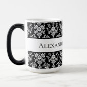 Victorian Black and White Damask Pattern Verwandlungstasse (Links)