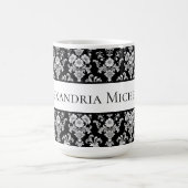 Victorian Black and White Damask Pattern Verwandlungstasse (Zentrum)