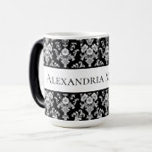 Victorian Black and White Damask Pattern Verwandlungstasse (Vorderseite Links)