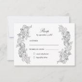 Victorian Black and White Wedding RSVP Card Karte (Vorderseite)