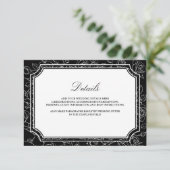 Victorian Black Line Art Wedding Details Begleitkarte (Stehend Vorderseite)