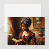 Victorian Black Woman In Red Reading Postkarte (Vorne/Hinten)