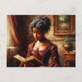 Victorian Black Woman In Red Reading Postkarte