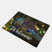 Victorian Blue Bible Verse Welcome Doormat Fußmatte (Schrägansicht)