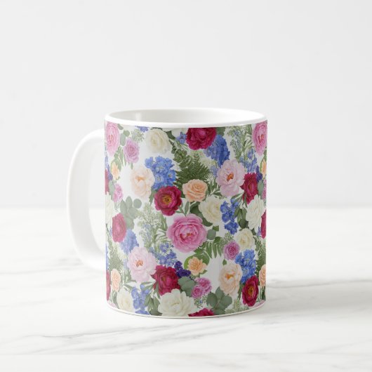 Victorian Blush & Azure Botanical Kaffeetasse (Vorderseite Links)