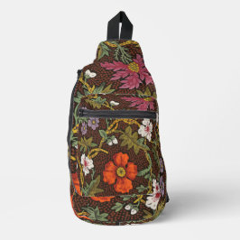 Victorian Botanical Drawing Floral Accessory Pouch Crossbody Bag