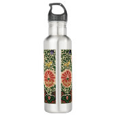 Victorian Botanical Red and Green Ornament Pattern Edelstahlflasche (Rückseite)
