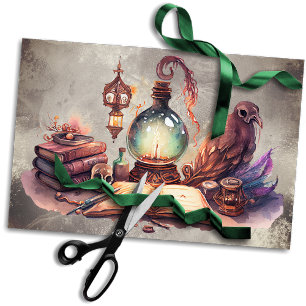 Victorian Boudoir   Antique Desk with Crystal Ball Seidenpapier