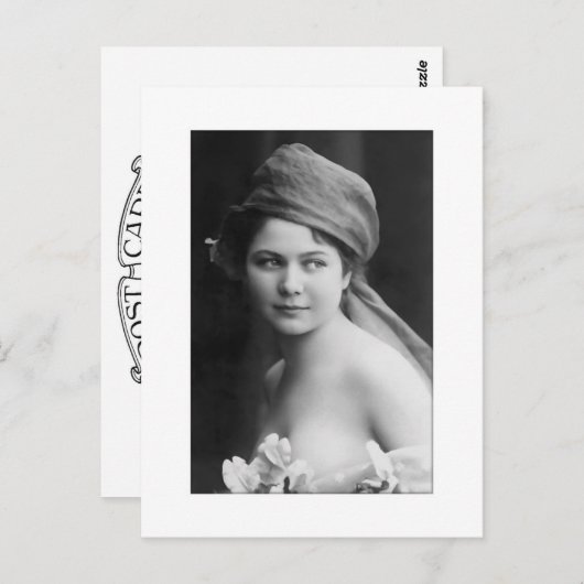 Victorian Bride in black and white Postkarte (Vorne/Hinten)