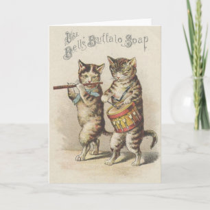 Victorian Buffalo Soap Cat Fife And Drum Note Card Karte