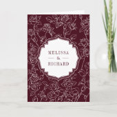Victorian Burgundy Catholic QR Code Wedding Einladung (Vorderseite)