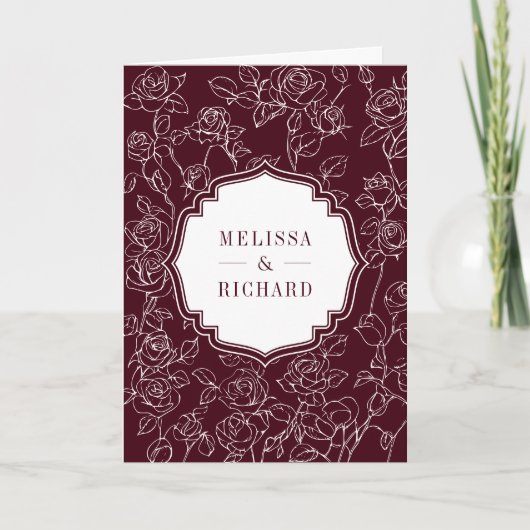 Victorian Burgundy Catholic QR Code Wedding Einladung (Vorderseite)