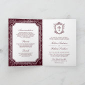 Victorian Burgundy Catholic QR Code Wedding Einladung (Innenseite)