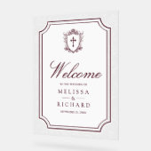 Victorian Burgundy Catholic Wedding Welcome Acrylschild (Winkel)